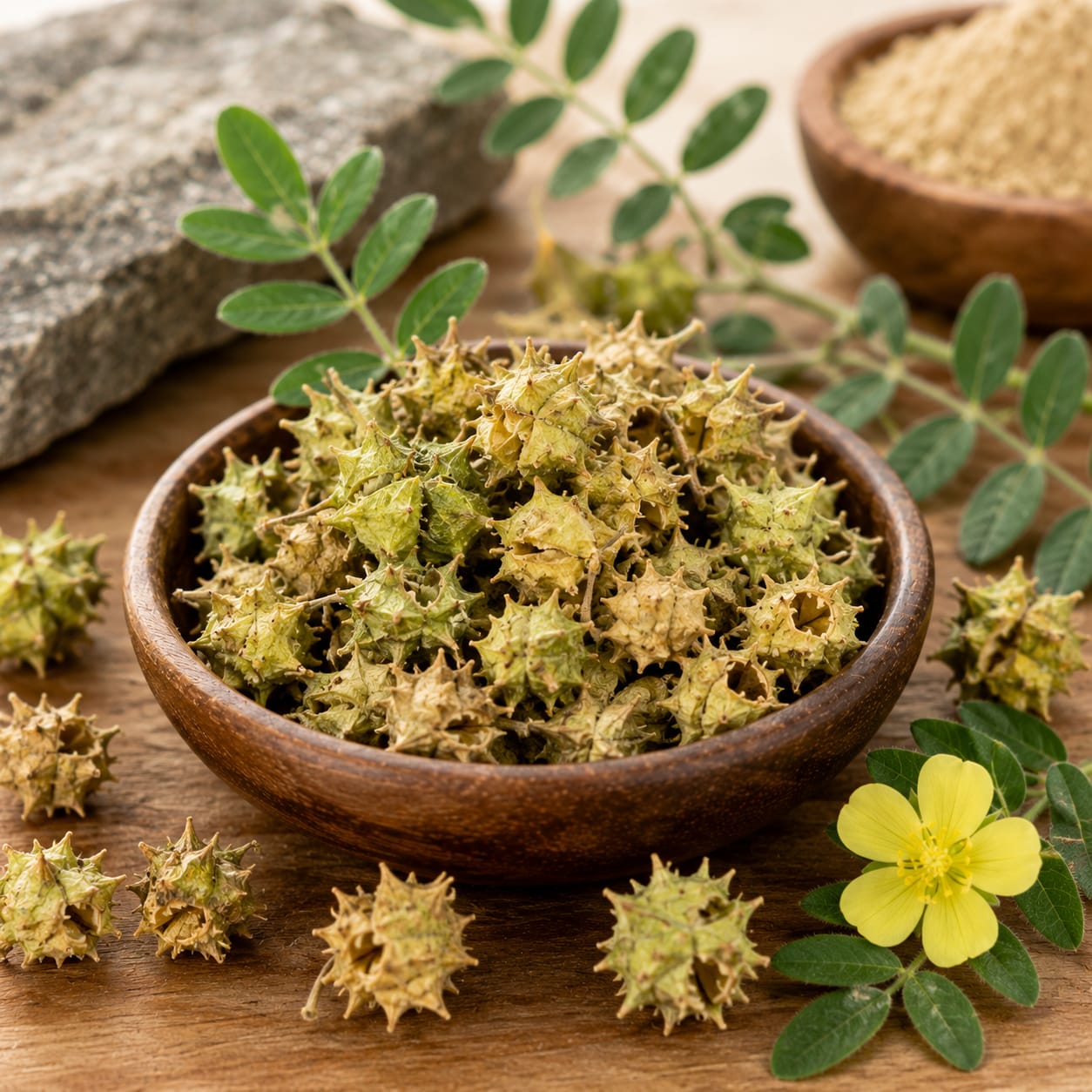 Gokshura plant and fruit